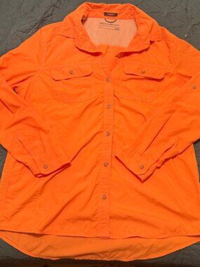 Eddie Bauer Women’s Medium Button Up Top Medium M - hiking gear - M - orange